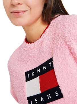 Camisola Tommy Jeans Center Flag Rosa para Mulher