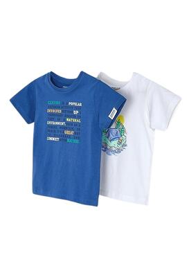 Conjunto de 2 camisetas Mayoral Outdoor Azul para menino.