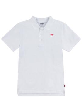 Camisa polo branca Levis Tape para criança.