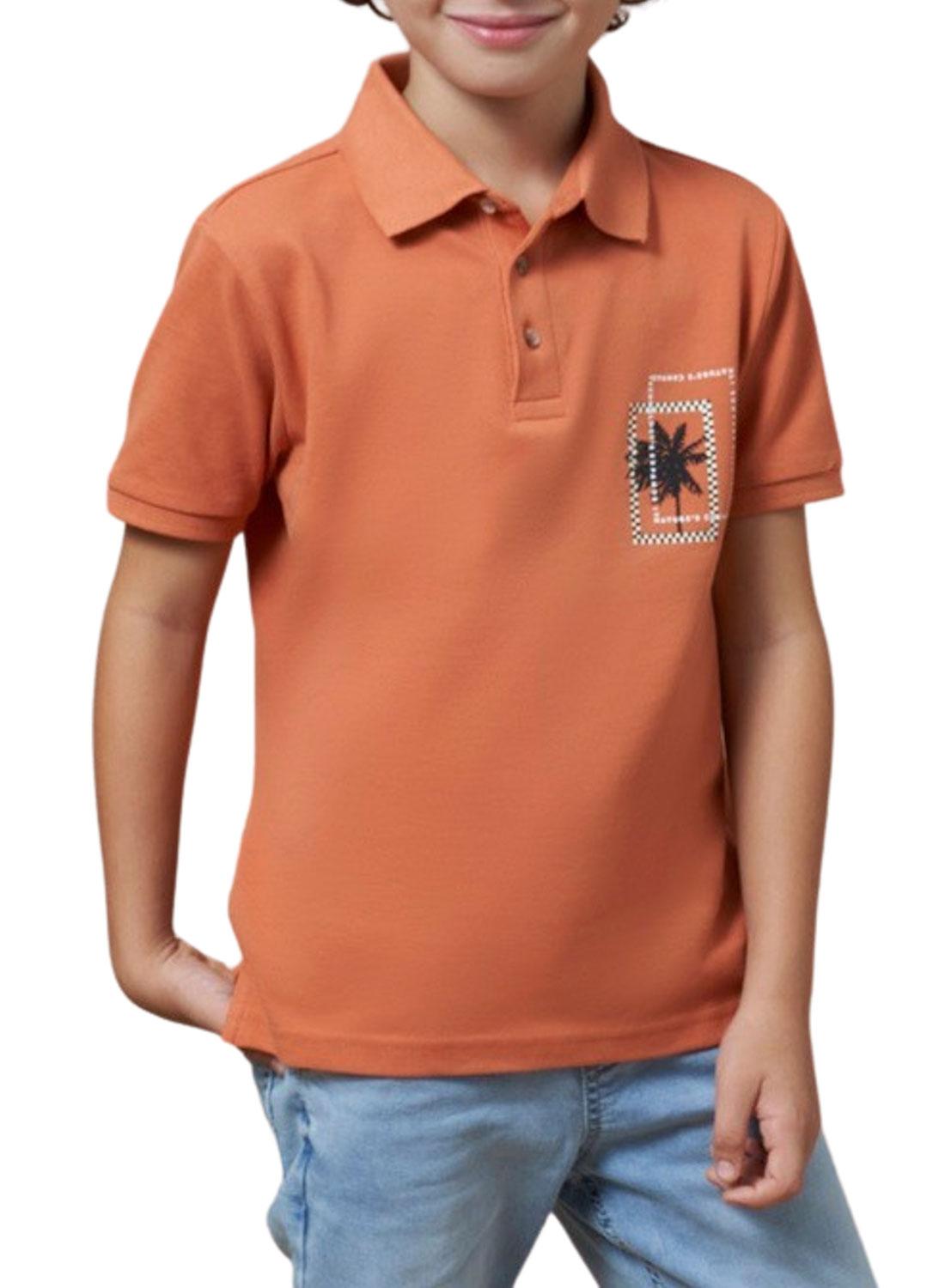 Polo Mayoral Estampada Tropical Laranja para Meninos