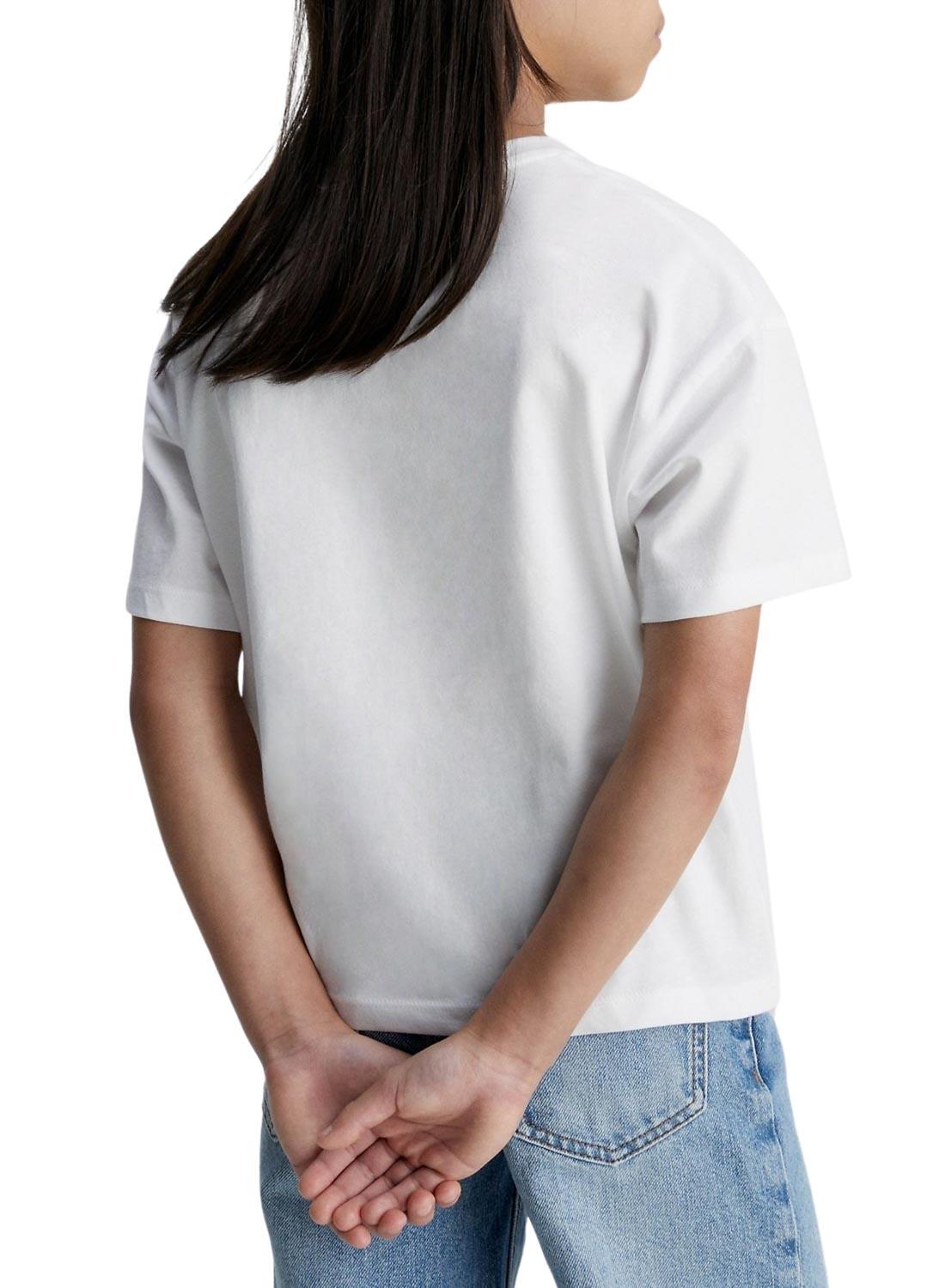 Camiseta Calvin Klein Logo Boxy Branco Menina