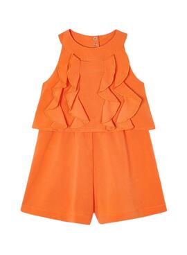 Overall Mayoral Folhos Crepe Laranja Para Menina