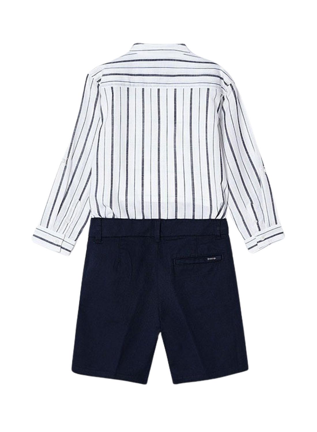 Conjunto Bermuda Camisa Marinho Branco Para Menino