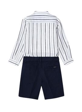 Conjunto Bermuda Camisa Marinho Branco Para Menino