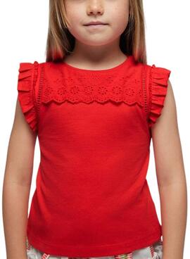 Camiseta Mayoral Perfurada Vermelha para Menina
