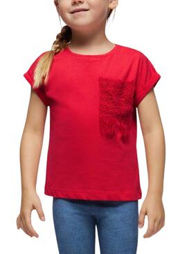 Camiseta Mayoral Bolsillo Crochet Vermelho Para Menina