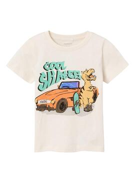 Camiseta Name It Bimmer Bege para Menino