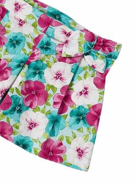 Saia Calça Mayoral em cetim estampado floral