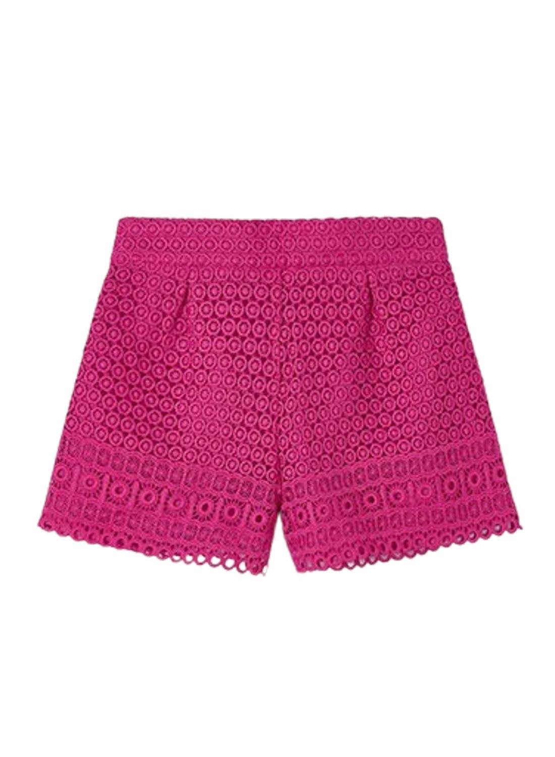 Short Mayoral Guipur Fúcsia Para Menina