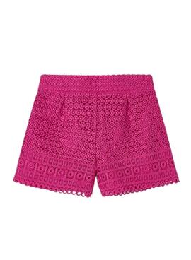 Short Mayoral Guipur Fúcsia Para Menina