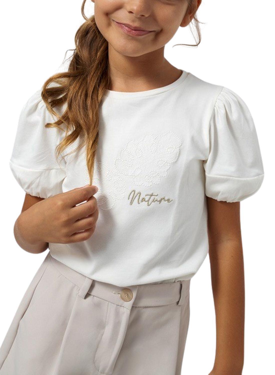 Camiseta Mayoral Aplicação Bege para Menina