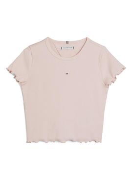 Camiseta Tommy Hilfiger Essential Rib Rosa Menina