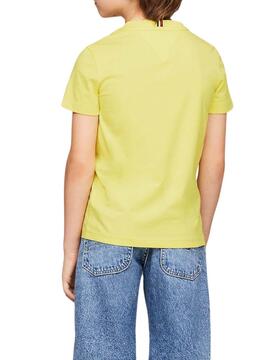 Camiseta Tommy Hilfiger Logo Amarelo Para Menino