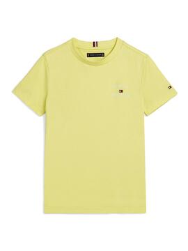 Camiseta Tommy Hilfiger Logo Amarelo Para Menino