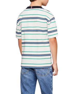 Camiseta Tommy Hilfiger Monotipo Listras Para Menino
