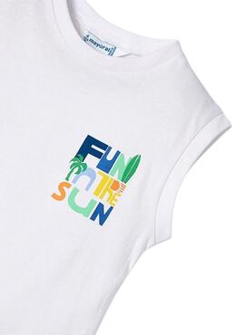 Camisa infantil Mayoral Fun branca para menino.