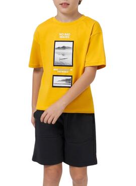 Conjunto camiseta e calça Mayoral Waves Amarelo para Menino