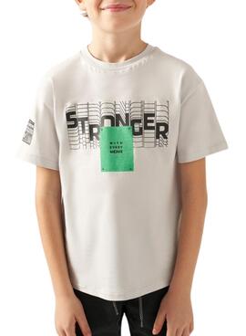 Camiseta Mayoral Stronger Cinza para Menino