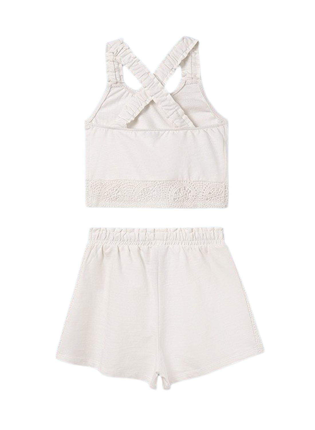 Conjunto Mayoral Short Bandas Beige Para Menina