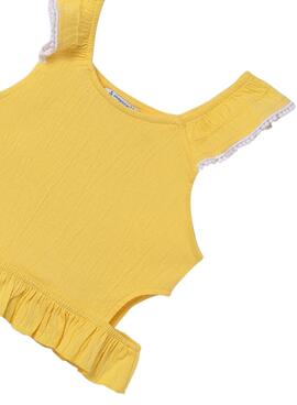 Conjunto Mayoral Saia e Top Cut Out Amarelo Menina