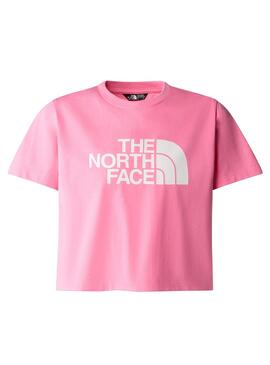 Camiseta The North Face Crop Easy Rosa Para Menina