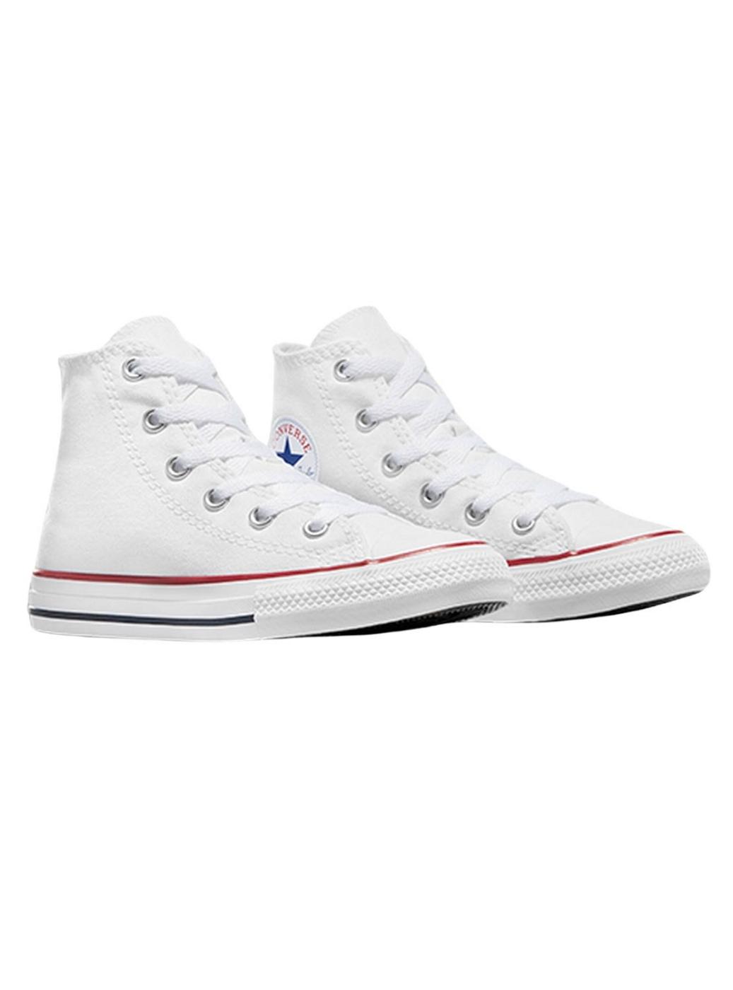 Tênis Converse Chuck Taylor All Star branco para criança.