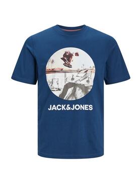 Camiseta Jack and Jones Navin Azul para Criança