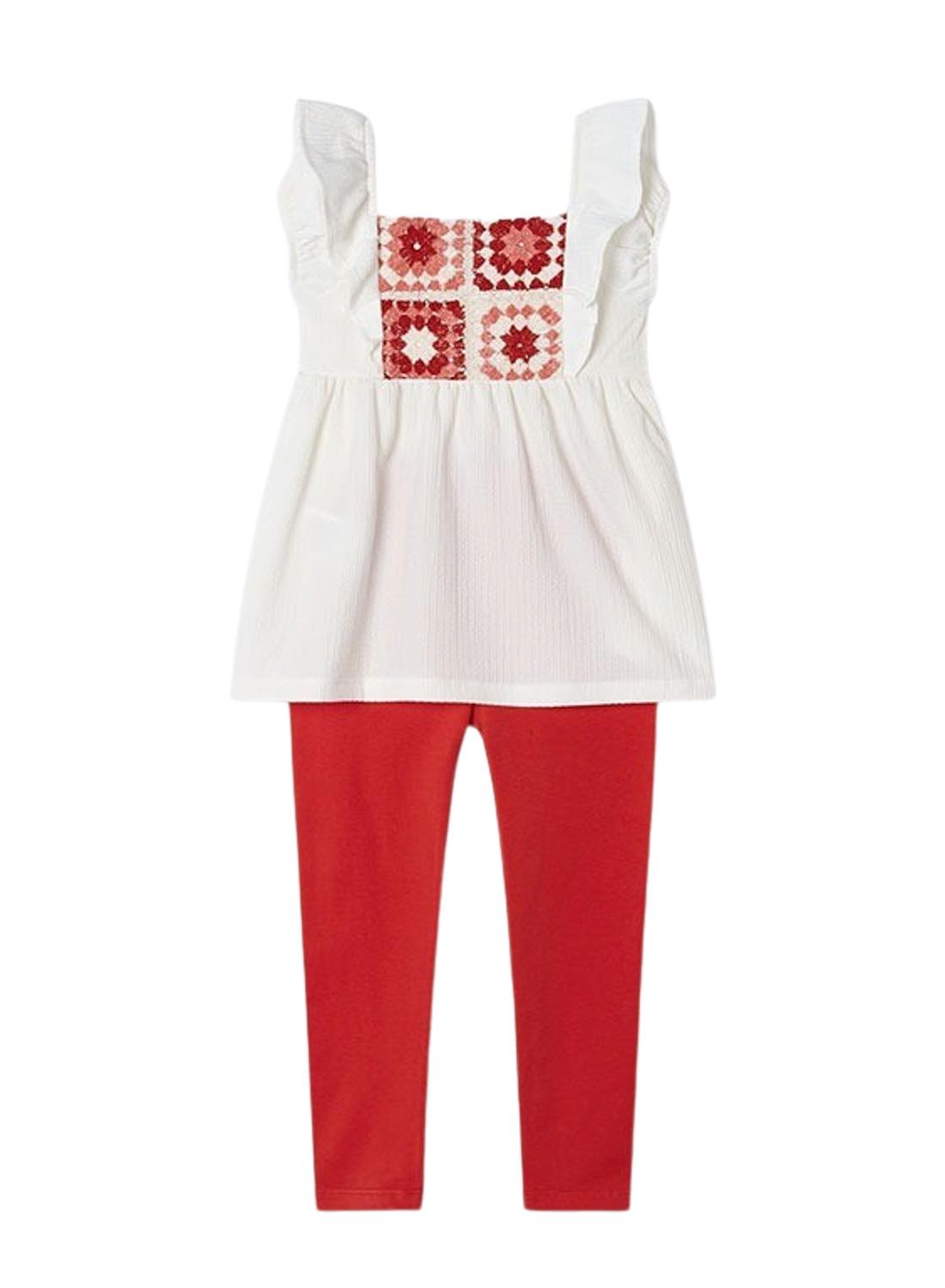 Conjunto Mayoral Leggings Crochet Vermelho Para Menina