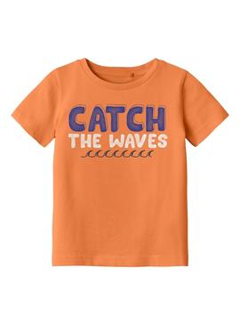 Camiseta Name It Fisher Laranja Para Menino