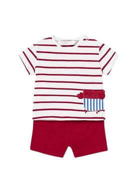 Conjunto Mayoral 4 Peças Azul e Vermelho para Bebê