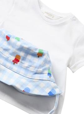 Conjunto Mayoral de Jardineira Estampada em Tricô Azul para Bebê