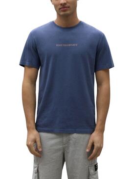 Camiseta Azul Marinho Ecoalf para Homem