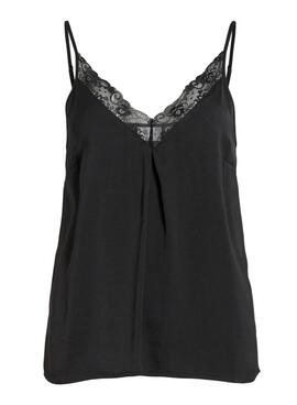 Top Vila Vicava V-Neck Lace Preto Para Mulher.