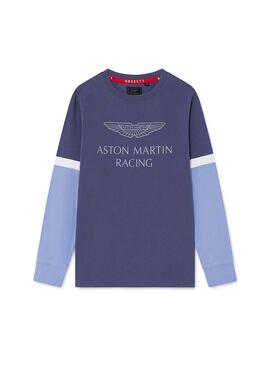 T-Shirt Hackett AMR Split Azul Para Menino