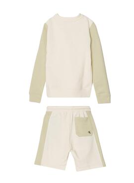 Conjunto Calvin Klein Bloco de Cores Bege para Menino