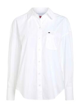 Camisa Tommy Jeans Script Branco para Mulher