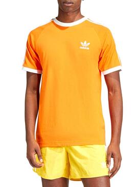 Camiseta Adidas Listras Laranja