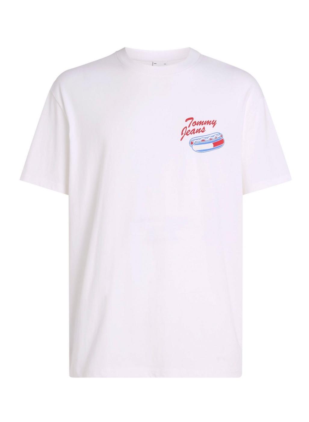 Camiseta Tommy Jeans Plus Logo branca para homem.