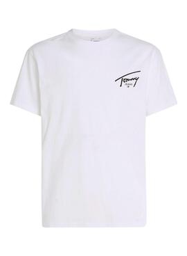 Camiseta Tommy Jeans Signature branca para homem.