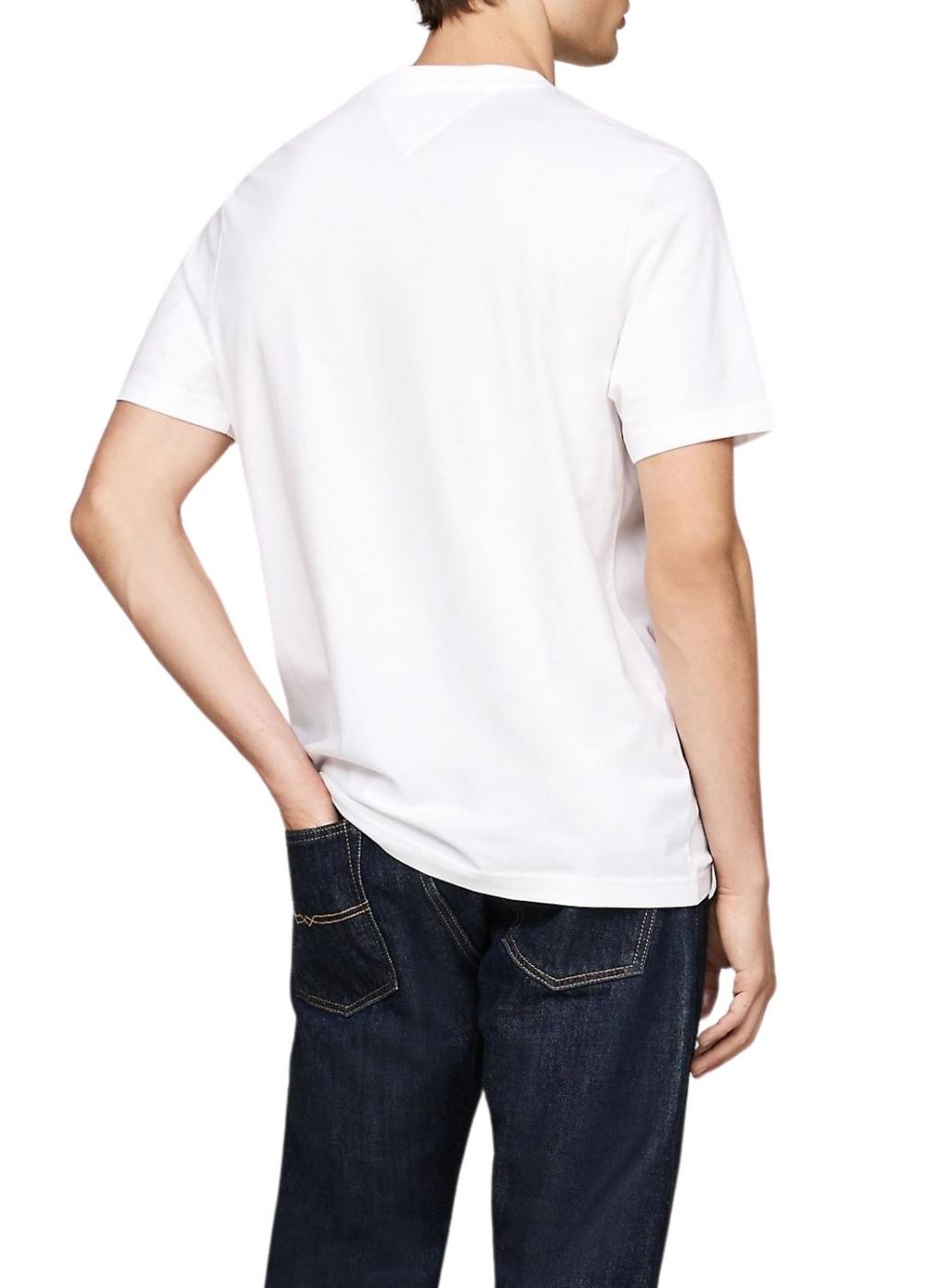 Camiseta Tommy Hilfiger Stack branca para homem.