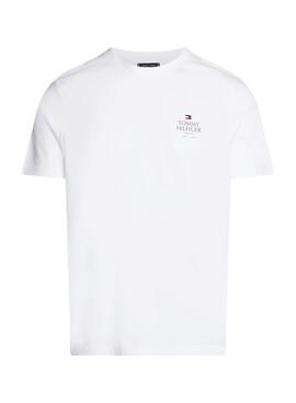 Camiseta Tommy Hilfiger Stack branca para homem.