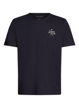 Camiseta Tommy Hilfiger Stack marinho para homem.