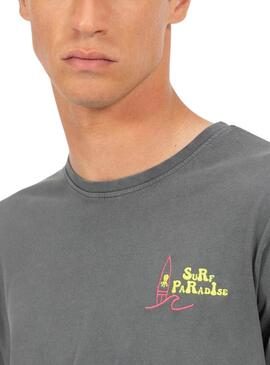 Camiseta El Pulpo Surf Paradise cinza carvão para homem