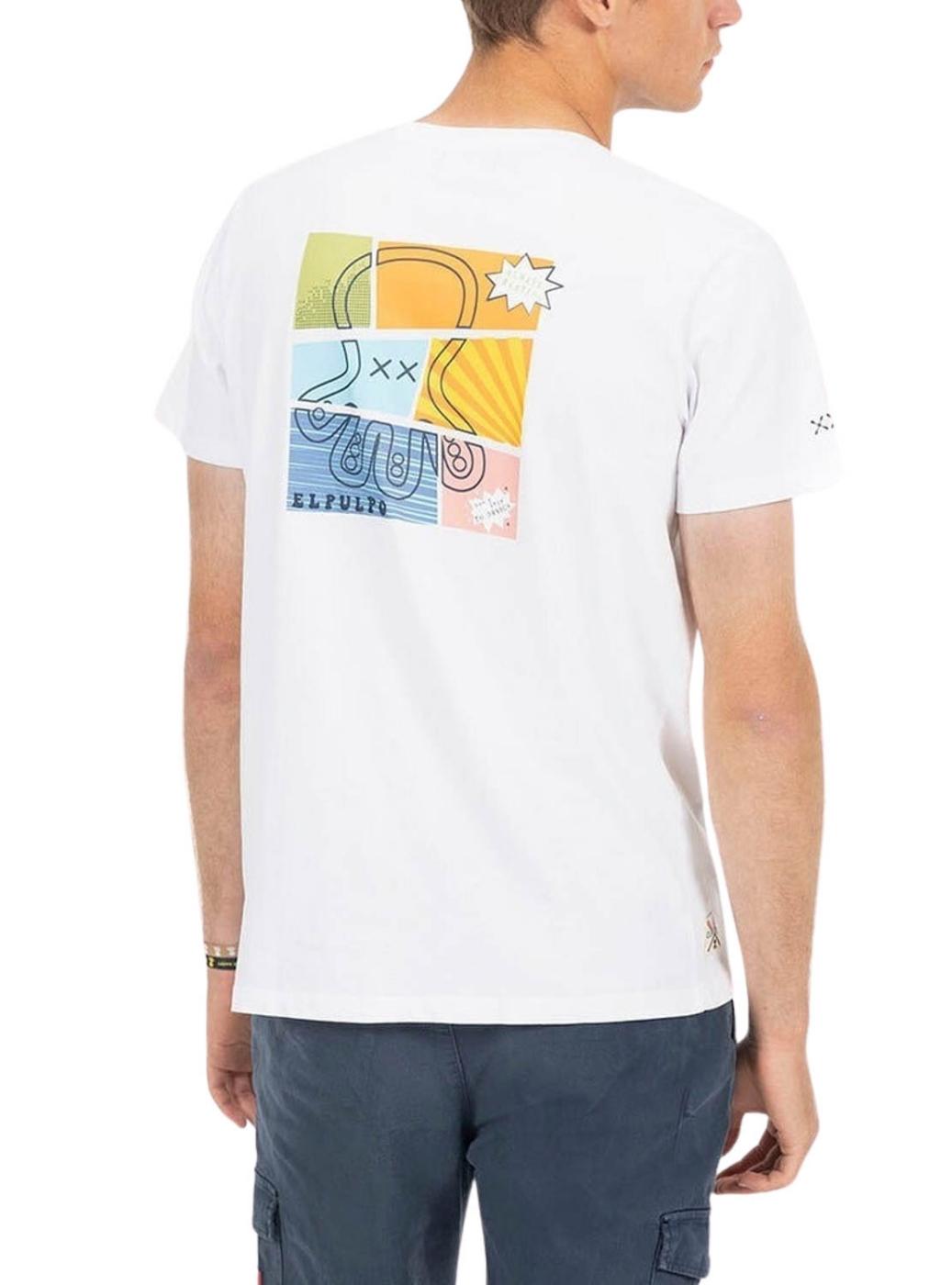 Camiseta El Pulpo  Branco em Quadrinhos para homem.