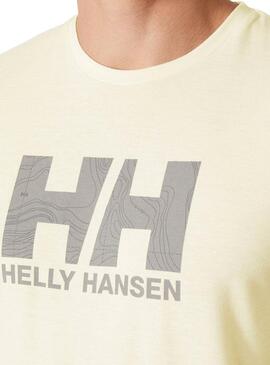 Camisa Helly Hansen Skog UPF 40 amarela para homem.