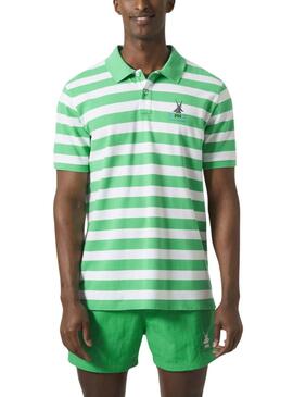 Polo Helly Hansen Koster listrado verde e branco