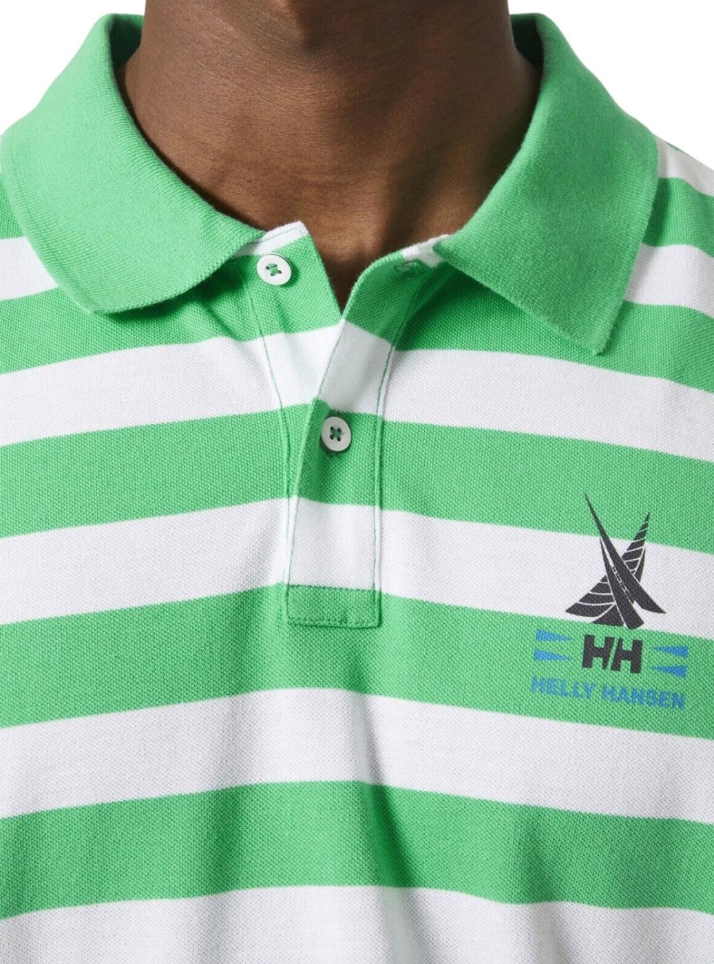 Polo Helly Hansen Koster listrado verde e branco