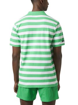 Polo Helly Hansen Koster listrado verde e branco