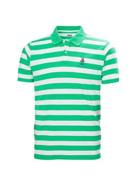 Polo Helly Hansen Koster listrado verde e branco