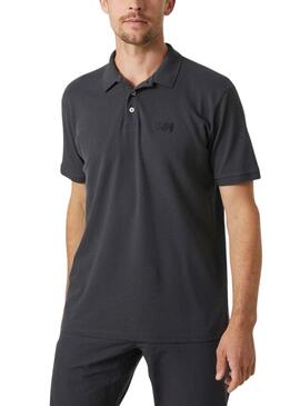 Camisa de polo preta antracite da Helly Hansen Malcesine para homem.